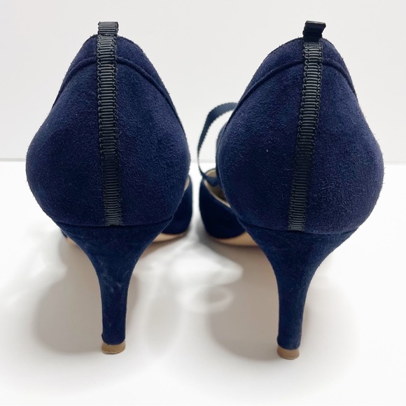 Boden Lavinia Tie Front Low Heel Blue Suede Court Shoes Size 39 (8.5) - Picture 9 of 12